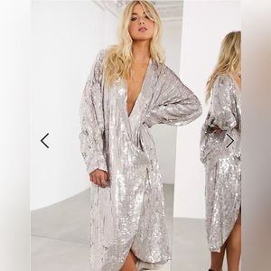 Oversized Wrap Midi Dress